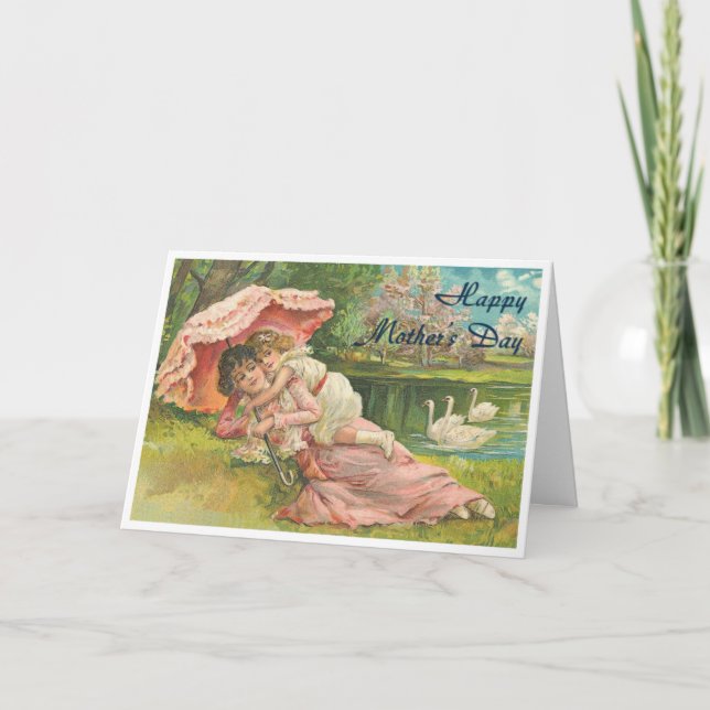 Cartão De Festividades Mãe e Filho Vitorianos (Frente)