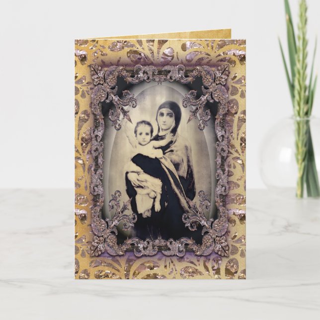 Cartão De Festividades Mãe e Filho Vitorianos (Frente)