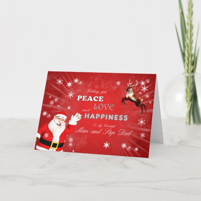 Cartão De Festividades Mãe e pai, Papais noeis e uma Reindeer (Frente)