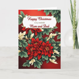 Cartão De Festividades Mãe e Pai Poinsettias de Natal
