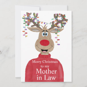 Cartão De Festividades Mãe em Lei Reindeer Natal Personalizável