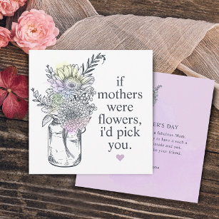 Cartão De Festividades Mãe, eu escolheria-te flores selvagens Mason Jar