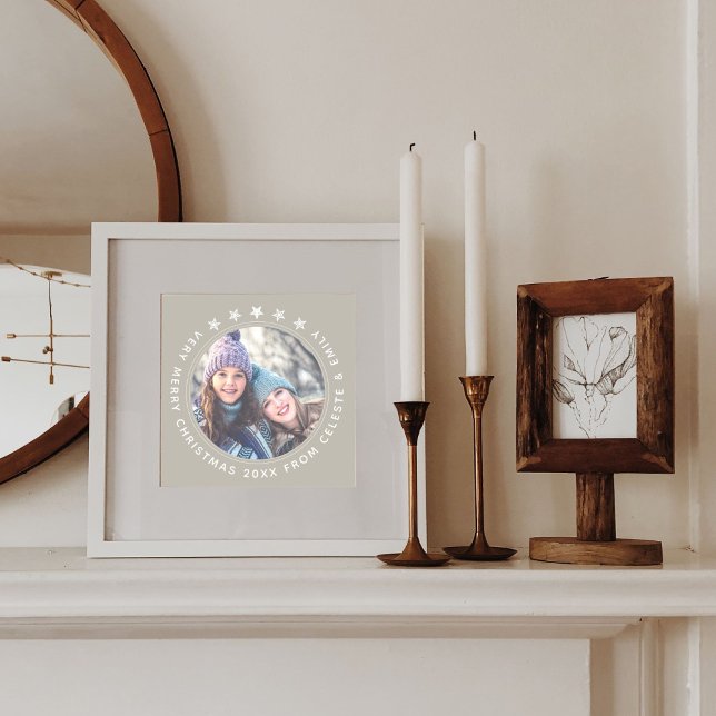 Cartão De Festividades Mãe Filha Personalizável Taupe Feliz Natal (Criador carregado)