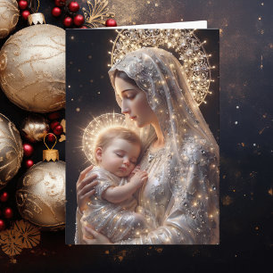 Cartão De Festividades Mãe Maria & Menino Jesus Natal