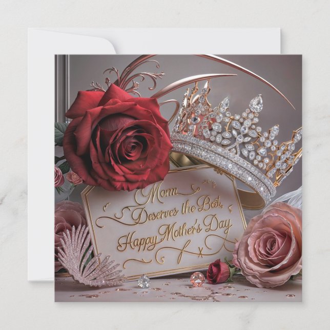 Cartão De Festividades Mãe Merece o Melhor: Feliz Dia das Mães  (Frente)