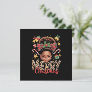 Cartão De Festividades Mãe Negra Americana de Natal com Coque Desgrenhado