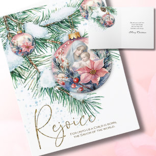 Cartão De Festividades Mãe Religiosa Maria Jesus Aquarela Natal 