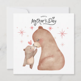 Cartão De Festividades Mãe Urso e Filhote Feliz Dia das Mães