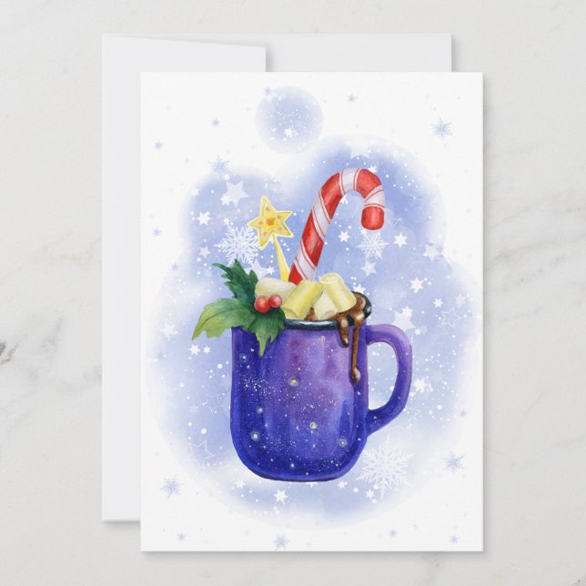 Cartão De Festividades Mag de chocolate quente e canas doces (Frente)