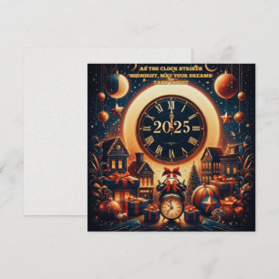 Cartão De Festividades Mágica da meia-noite: Um Ouro bem-vindo a 2025