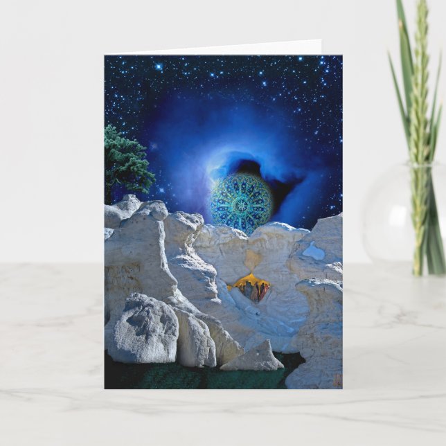 Cartão De Festividades Mágica da Noite de Natal (Frente)