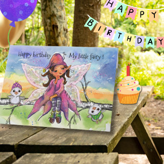 Cartão De Festividades Magical Fairy for Little Girl Hand-drawn Birthday 