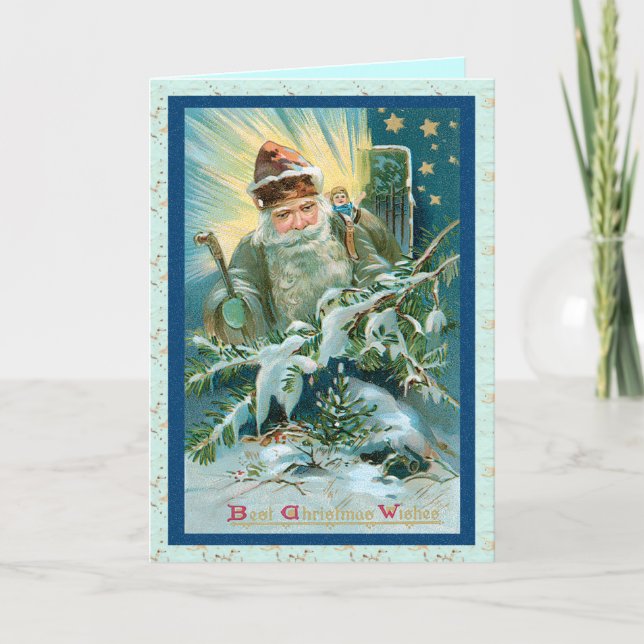 Cartão De Festividades Magical Santa Claus Christmas Card (Frente)