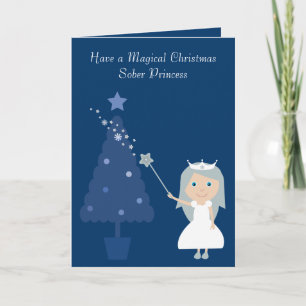 Cartão De Festividades Magnética de Natal Sober Princess e Tree Card