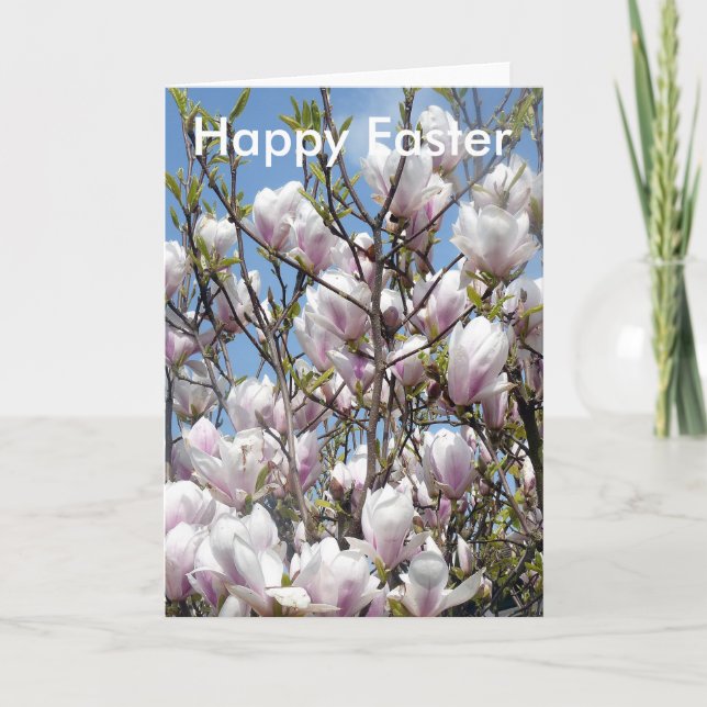 Cartão De Festividades Magnolia Blooms In Spring Easter Greetings Card (Frente)
