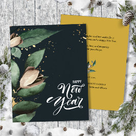 Cartão De Festividades Magnolia Dourada Confetti | FELIZ ANO NOVO