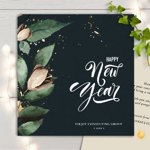 Cartão De Festividades Magnolia Dourada   Feliz ano novo de negócios cor