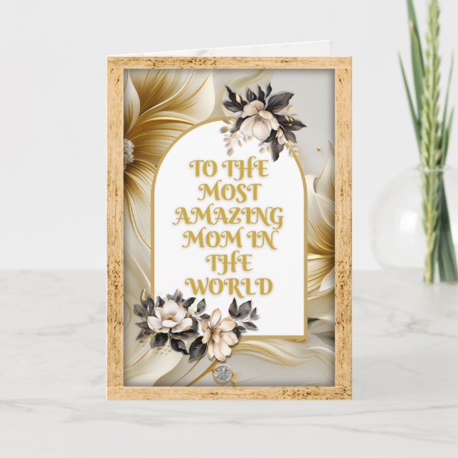 Cartão De Festividades Magnólia Dourada Mãe Mais Incrível (Frente)