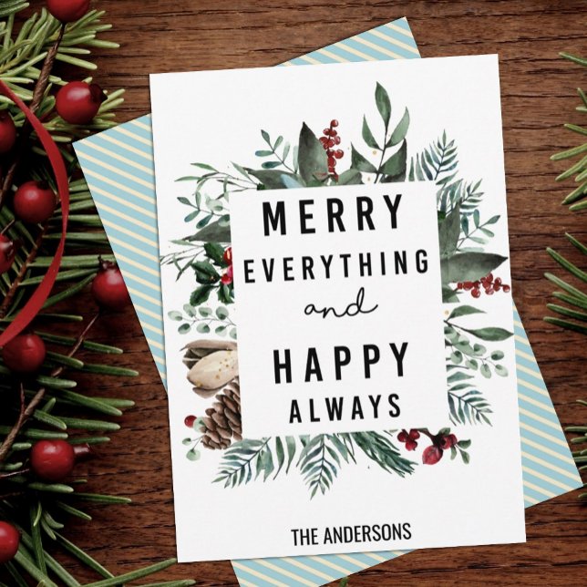 Cartão De Festividades Magnolia Floral de Diversão de Folhagem Verde Mode (Criador carregado)