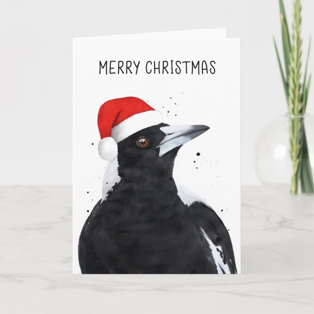Cartão De Festividades Magpie Aussie Christmas Holiday Card (Frente)
