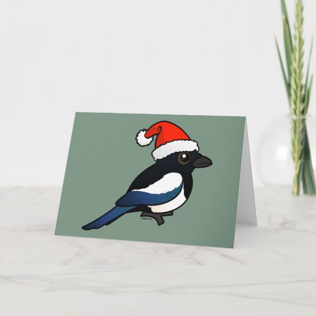 Cartão De Festividades Magpie Santa (Frente)