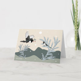Cartão De Festividades Magpies & berries.Magpie Holiday card