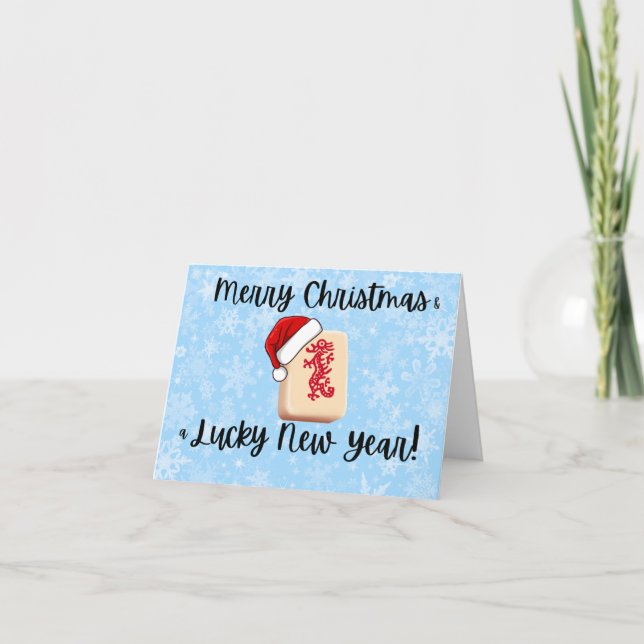 Cartão De Festividades Mahjong Christmas Card (Frente)