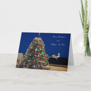 Cartão De Festividades Maine Lobsta Trap Nubble Light Christmas Card