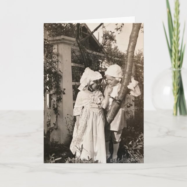 Cartão De Festividades Maio 1931 - Crianças Vintage (Frente)