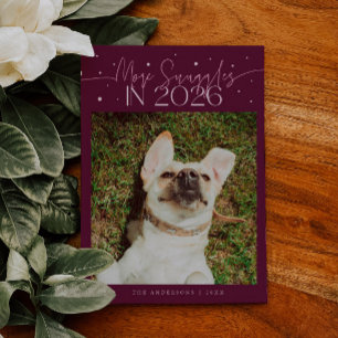 Cartão De Festividades Mais Abraços 2026 Ano Novo Foto de Pet com Cranber