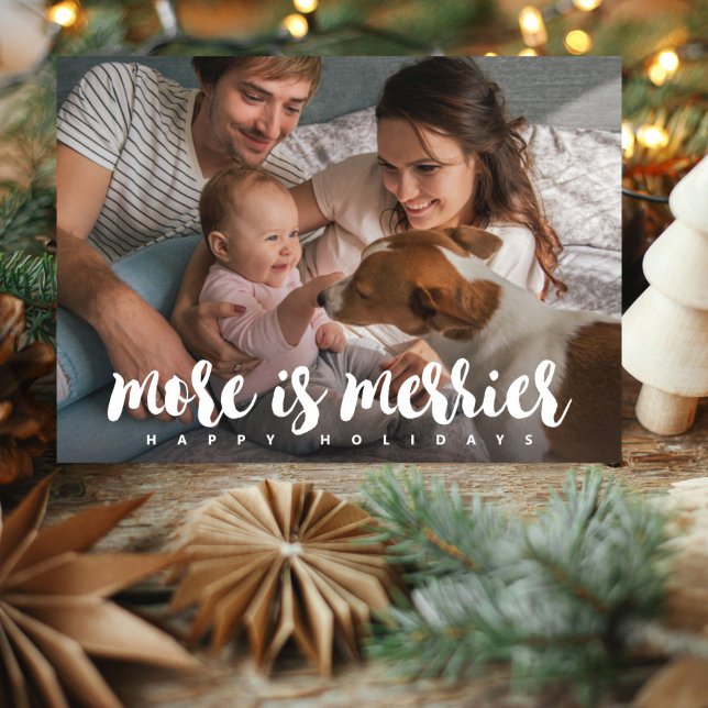 Cartão De Festividades Mais é a Merrier Holiday Photo (Criador carregado)