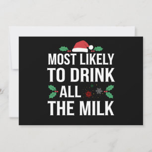 Cartão De Festividades Mais Propenso a Beber Todo o Leite Natal Matchi