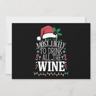 Cartão De Festividades Mais Propenso a Beber Todo o Vinho de Natal da Fam