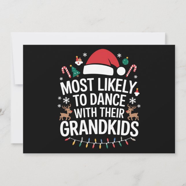 Cartão De Festividades Mais Propenso a Dançar com os Netos Família (Frente)