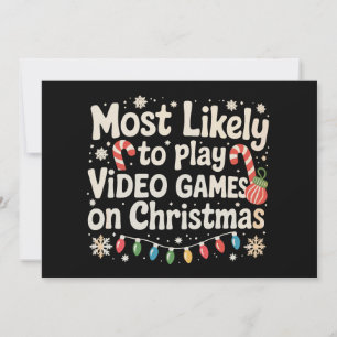 Cartão De Festividades Mais Propenso a Jogar Video Games no Natal