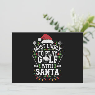 Cartão De Festividades Mais Provável De Jogar Golfe Com O Natal Da Famíli