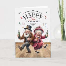 Cartão De Festividades Mais velho Engraçados de Estilo de Caricatura Vint