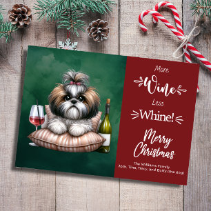 Cartão De Festividades Mais Vinho Menos Choro Cachorro Engraçado Feliz Na