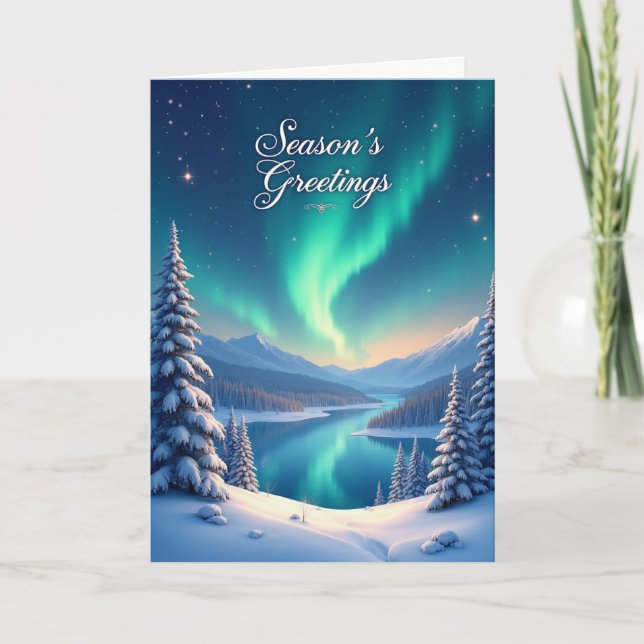Cartão De Festividades Majestic Northern Lights Greetings Card (Frente)