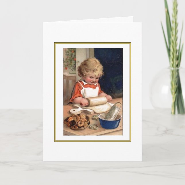 Cartão De Festividades Making Christmas Cookies Card (Frente)