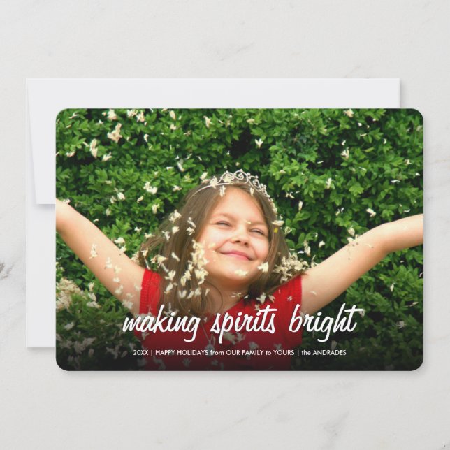 Cartão De Festividades Making Spirits Bright Flat Holiday Photo Christmas (Frente)