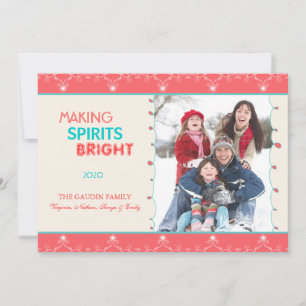 Cartão De Festividades Making Spirits Bright Holiday Family Photo