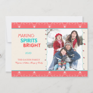 Cartão De Festividades Making Spirits Bright Holiday Family Photo
