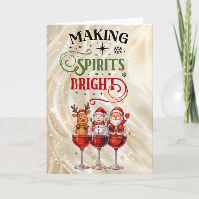 Cartão De Festividades Making Spirits Bright Wine Glass Christmas (Frente)