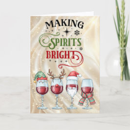 Cartão De Festividades Making Spirits Bright Wine Glass Christmas