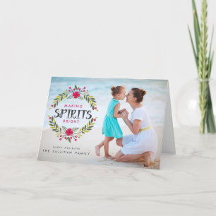 Cartão De Festividades Making Spirits Bright Wreath Photo Folded Card