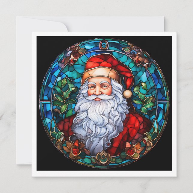 Cartão De Festividades MAKOM1000- Stained Glass Santa (Frente)