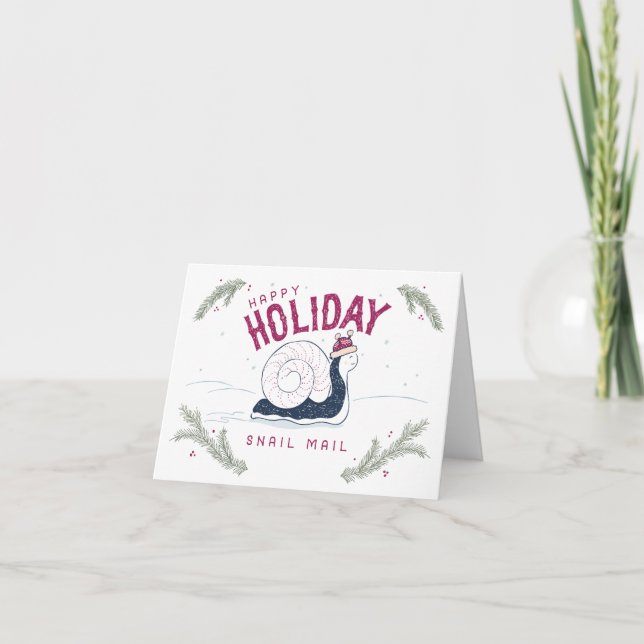 Cartão De Festividades Mala de Caracol Feliz Feriado (Frente)