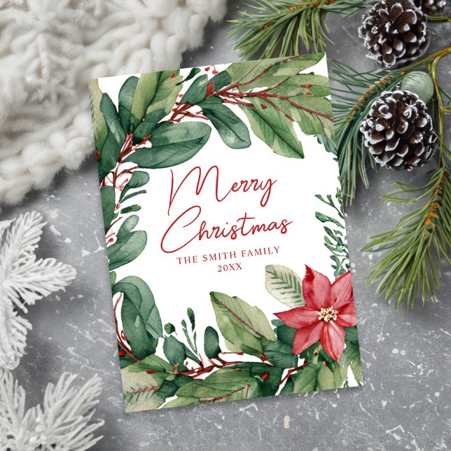 Cartão De Festividades Mala Floral Mínima Moderna Feliz Natal (Criador carregado)