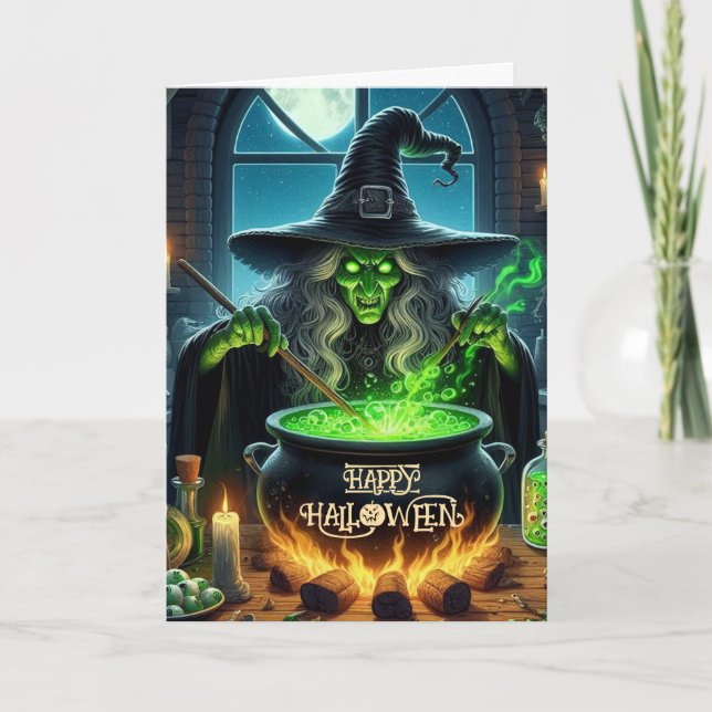 Cartão De Festividades Maldita Bruxa Velha Halloween (Frente)